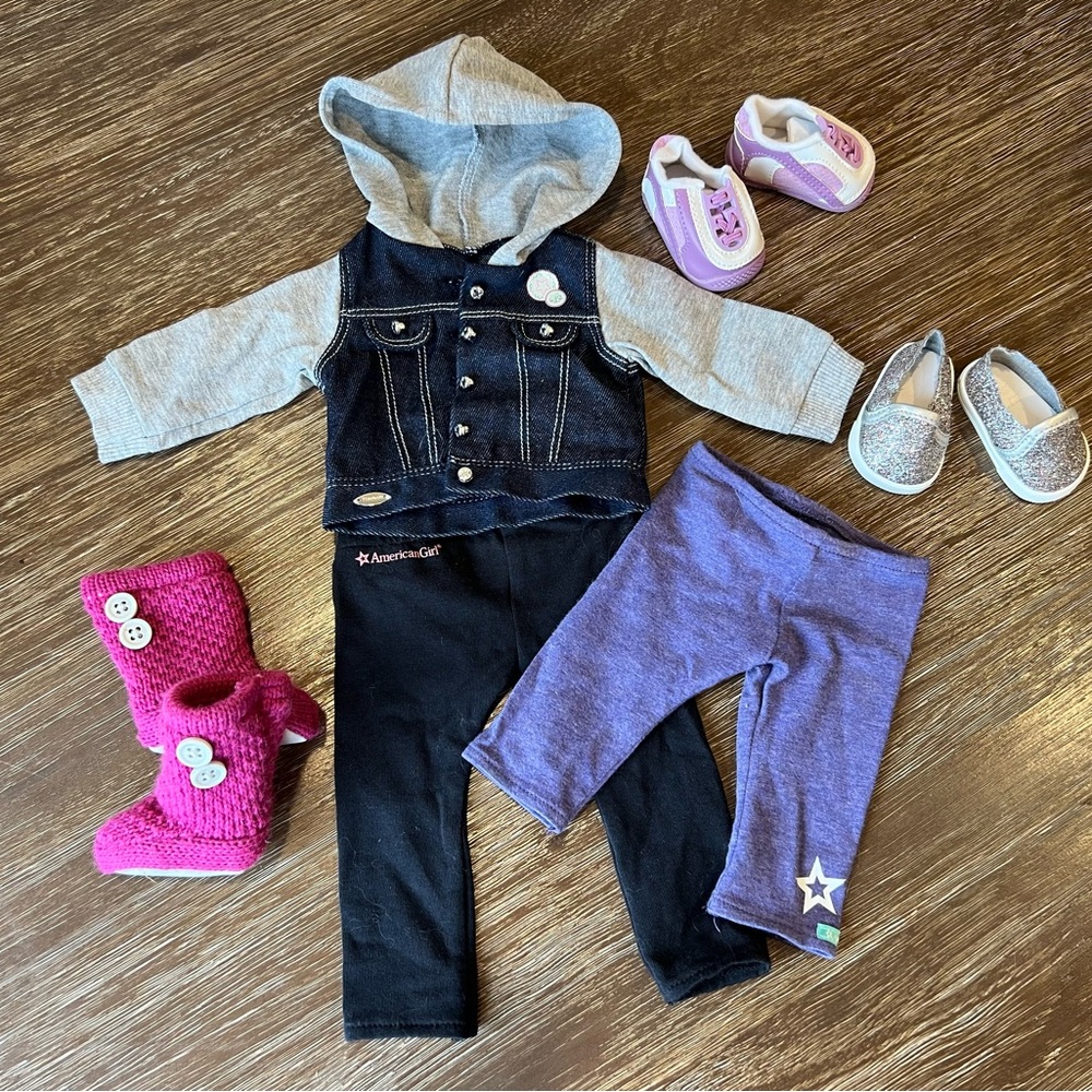 American Girl Outfit Set with Hoodie, Leggings and Shoes